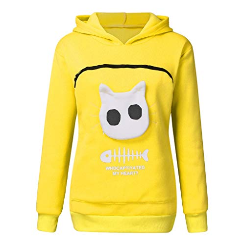 Routinfly Damen T-Shirts Hemdbluse Langarm Shirt Freizeit Oberteile Taschen-Sweatshirt Kann Katzen und andere kleine Tiere halten Routinfly Damen T-Shirts Hemdbluse Langarm Shirt Freizeit Oberteile Taschen-Sweatshirt Kann Katzen und andere kleine Tiere halten von Routinfly