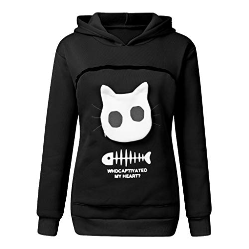 Routinfly Damen T-Shirts Hemdbluse Langarm Shirt Freizeit Oberteile Taschen-Sweatshirt Kann Katzen und andere kleine Tiere halten Routinfly Damen T-Shirts Hemdbluse Langarm Shirt Freizeit Oberteile Taschen-Sweatshirt Kann Katzen und andere kleine Tiere halten von Routinfly