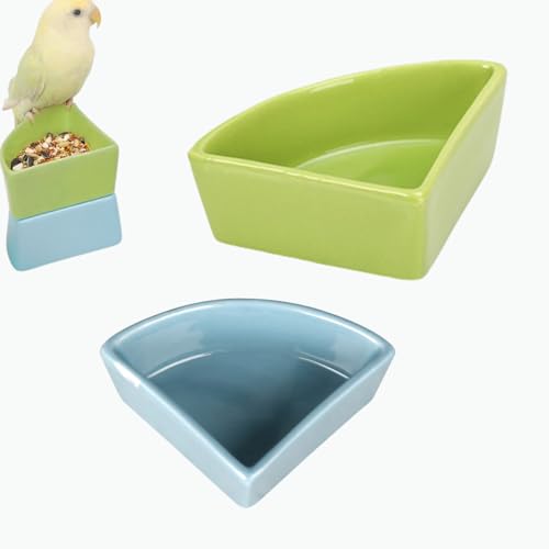 Keramik-Futternäpfe für kleine Haustiere, kippsicher, rutschfest und leicht zu reinigen, ideal für Hamster, Rennmäuse, Zuckergleiter, Mäuse, Chinchilla, Igel (grün + blau), 2 Stück von Rowcay