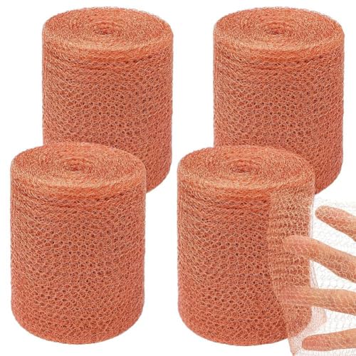 Roxvue 4-Teiliges Nagetierbekämpfungsset Aus Kupfergeflecht, 5 X 33, Rostfreie Kupfergeflechtrolle für die Gartenarbeit, Versiegelt Wasseröffnungen von Roxvue