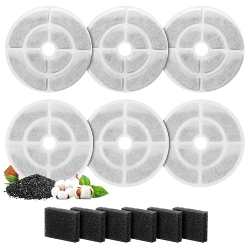 Roxvue Ersatzfilter für Katzen-Trinkbrunnen für 2,5 Gallonen/9,5 Liter Hundewasserbrunnen, Aktivierte Haustier-Trinkbrunnenfilter und Schwämme 6+6 Roxvue Ersatzfilter für Katzen-Trinkbrunnen für 2,5 Gallonen/9,5 Liter Hundewasserbrunnen, Aktivierte Haustier-Trinkbrunnenfilter und Schwämme 6+6 von Roxvue