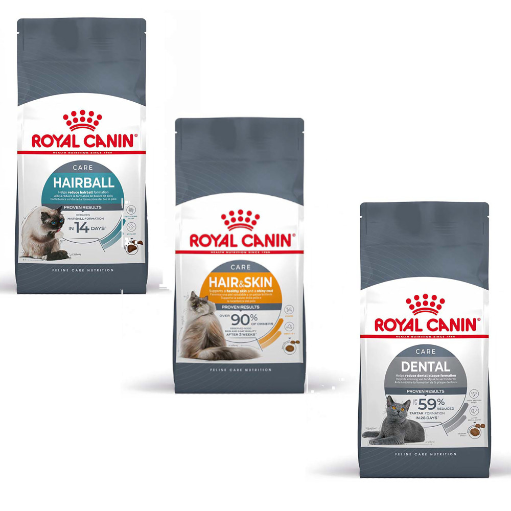 Royal Canin Probierpaket 3 x 400 g - Hairball + Hair & Skin + Oral Care von Royal Canin Care Nutrition