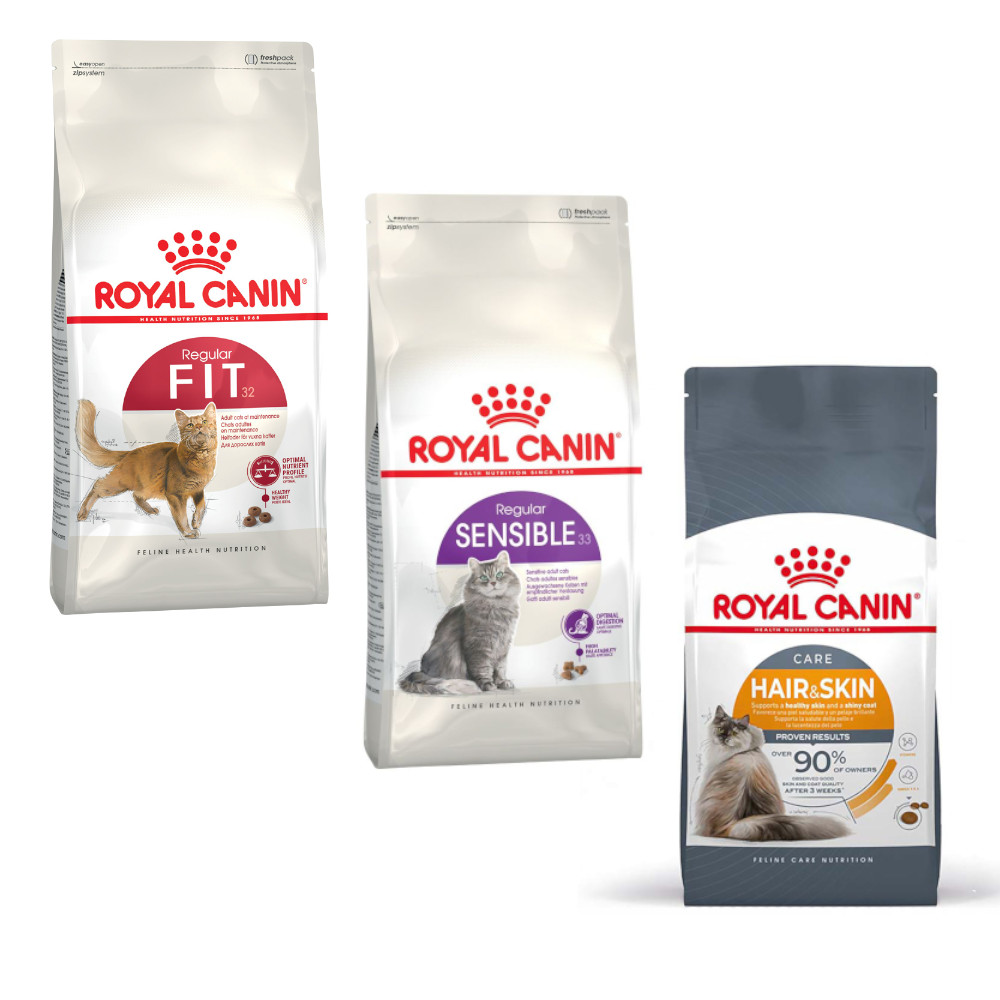 Royal Canin Probierpaket 3 x 400 g - Sensible 33 + Hair & Skin + Fit 32 von Royal Canin Care Nutrition