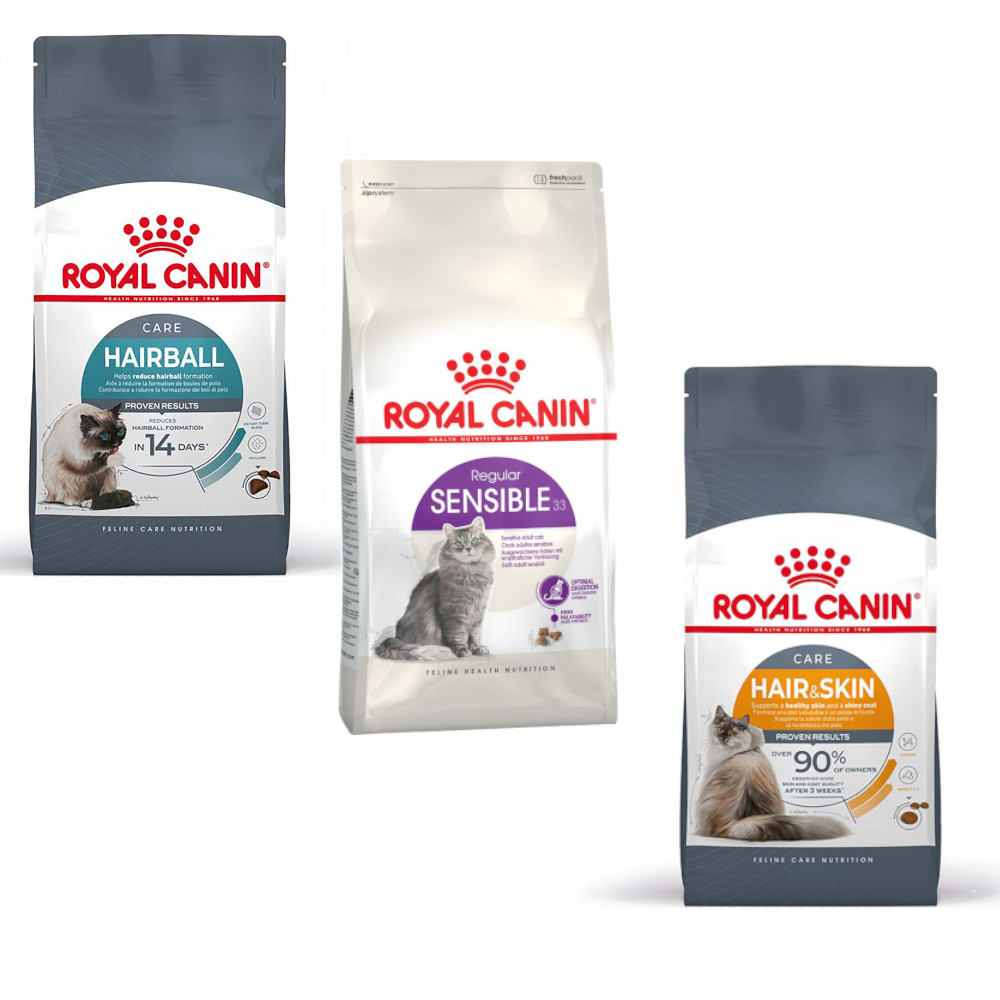 Royal Canin Probierpaket 3 x 400 g - Sensible 33 + Hair & Skin + Hairball von Royal Canin Care Nutrition