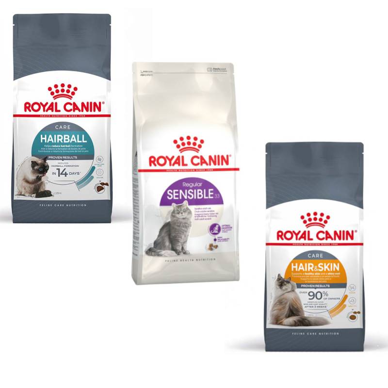Royal Canin Probierpaket 3 x 400 g - Sensible 33 + Hair & Skin + Hairball Royal Canin Probierpaket 3 x 400 g - Sensible 33 + Hair & Skin + Hairball von Royal Canin Care Nutrition