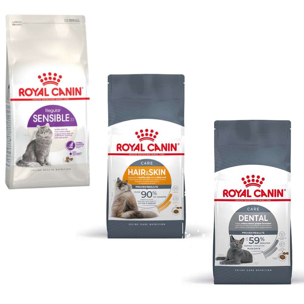 Royal Canin Probierpaket 3 x 400 g - Sensible 33 + Hair & Skin + Oral Care von Royal Canin Care Nutrition