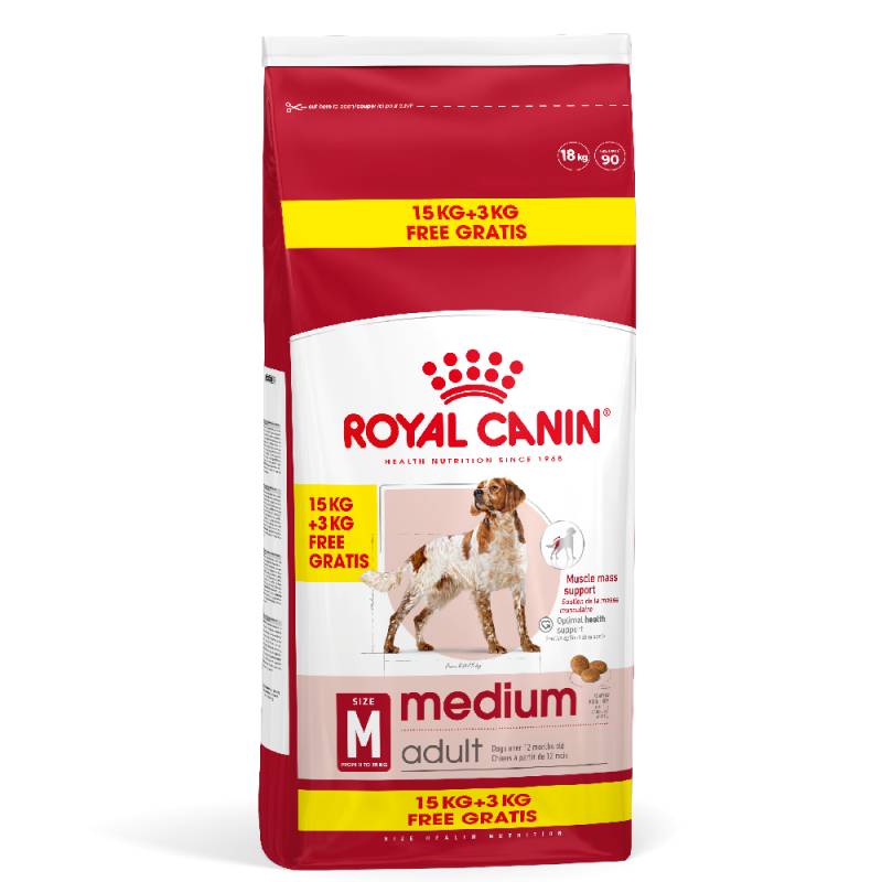 1 kg / 3 kg gratis! 9 kg / 18 kg Royal Canin Adult im Bonusbag - Medium (15 kg + 3 kg) von Royal Canin Size