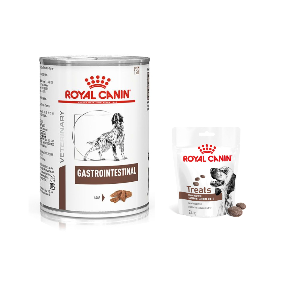 Royal Canin Veterinary Canine Gastrointestinal + 3 x 230 g Snacks gratis! - 12 x 400 g Mousse von Royal Canin Veterinary Diet