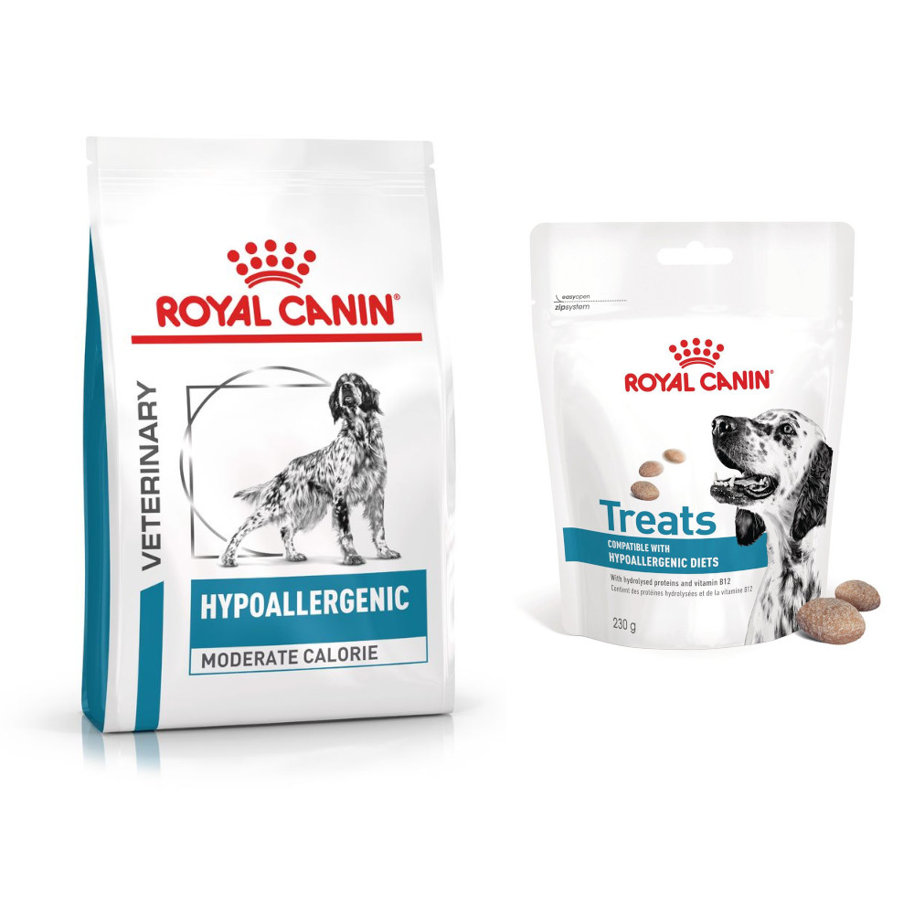 Royal Canin Veterinary Canine Hypoallergenic + 230 g Snack gratis! - Hypoallergenic Moderate Calorie 14 kg von Royal Canin Veterinary Diet