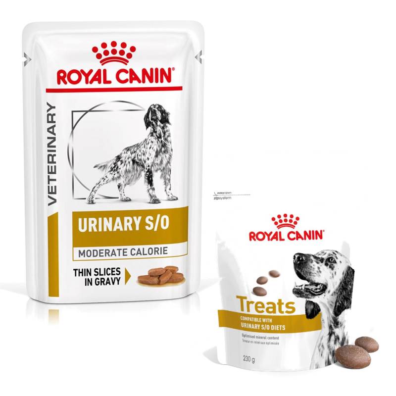 Royal Canin Veterinary Canine Urinary + 230 g Snack gratis! - Moderate Calorie (12 x 100 g) von Royal Canin Veterinary Diet