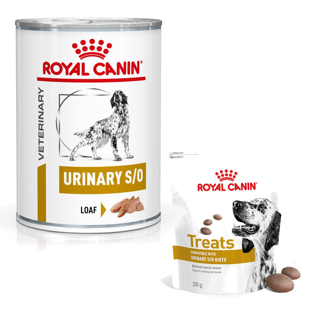 Royal Canin Veterinary Canine Urinary + 230 g Snack gratis! - S/O Mousse (12 x 410 g) von Royal Canin Veterinary Diet