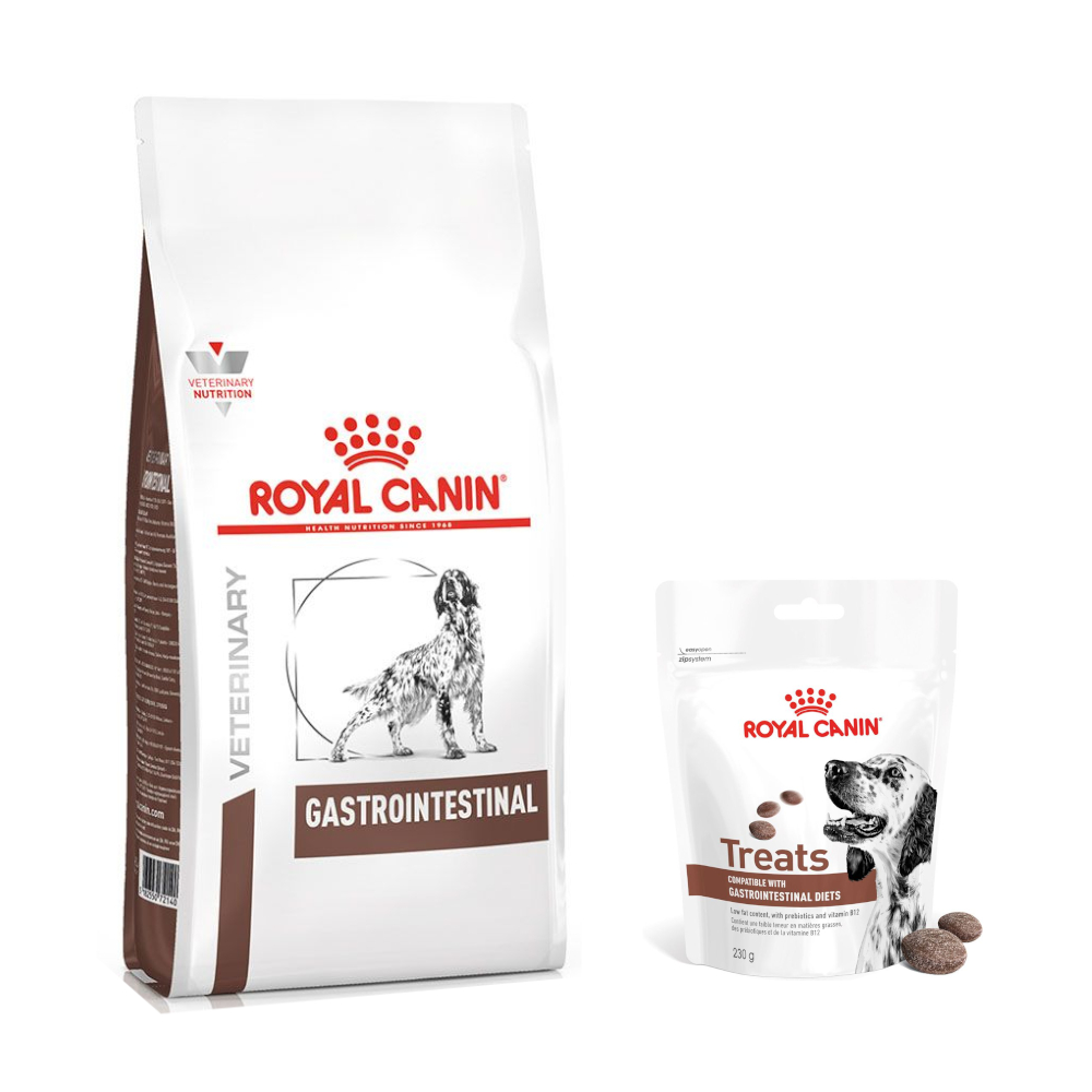 Royal Canin Veterinary Gastrointestinal + 3 x 230 g Snacks gratis! - 15 kg Adult von Royal Canin Veterinary Diet
