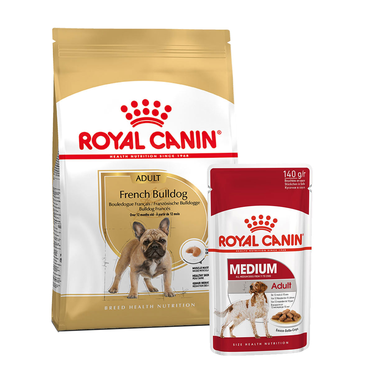ROYAL CANIN French Bulldog Adult 3kg + Medium Adult in Soße 10x140g von Royal Canin