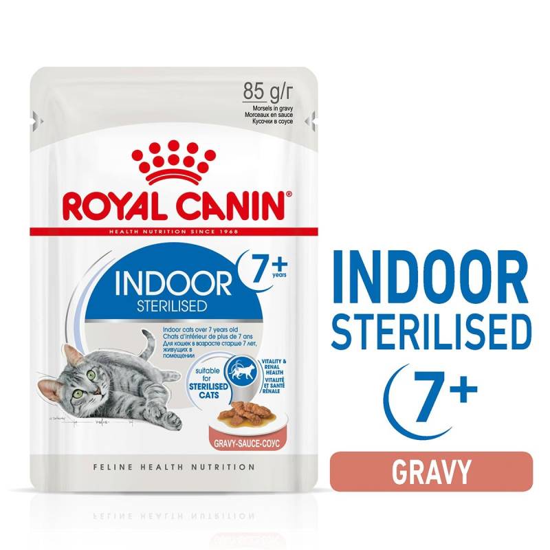 ROYAL CANIN INDOOR 7+ Sterilised in Soße Nassfutter für Wohnungskatzen ab 7 Jahren 12x85g von Royal Canin