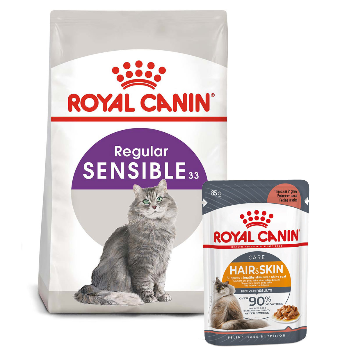 ROYAL CANIN SENSIBLE Trockenfutter 2kg + INTENSE BEAUTY Nassfutter 12x85g von Royal Canin