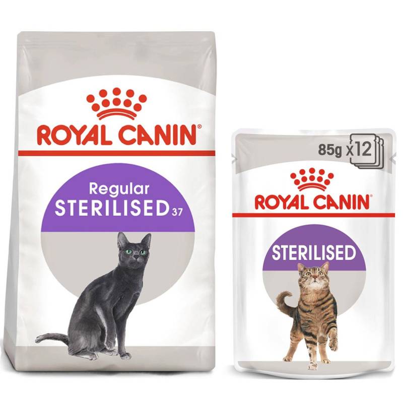 ROYAL CANIN STERILISED Trockenfutter 2kg + STERILISED Mousse 12x85g von Royal Canin