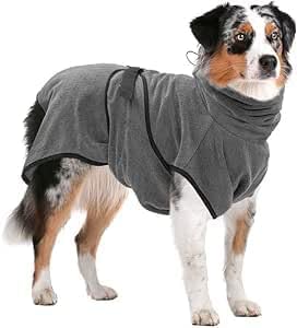 Royal Dry Bademantel Hund - Mikrofaser Hundebademantel - XL - Rückenlänge 70-80 cm - Grau von Royal Dry