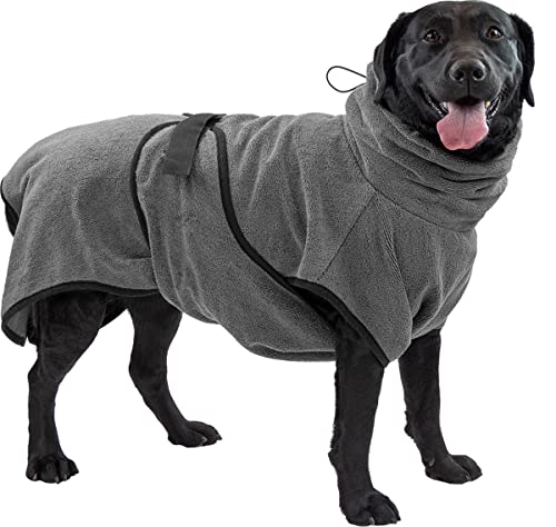 Royal Dry Bademantel Hund - Mikrofaser Hundebademantel - L - Rückenlänge 60-68 cm - Grau von Royal Dry