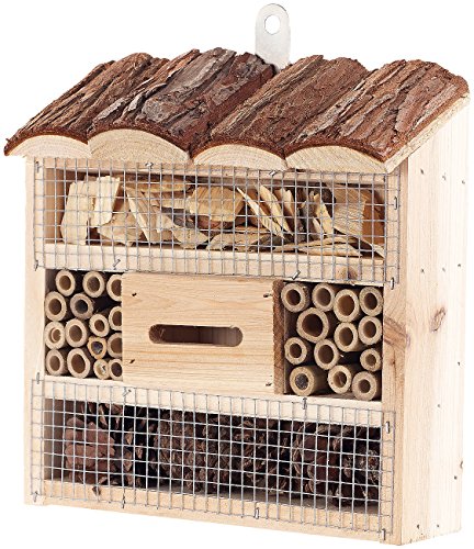 Royal Gardineer Bienenhaus: Insektenhotel Marie, Nisthilfe für Nützlinge, 20 x 20 x 7 cm (Profi-Insektenhotel, Lern Spielzeug Insekten Brutkästen, Schmetterling) von Royal Gardineer