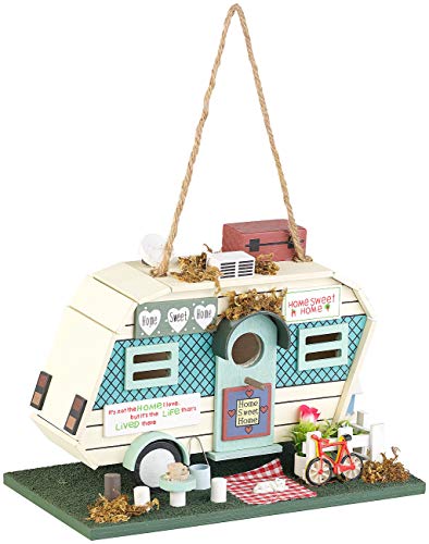 Royal Gardineer Vogelhäuschen: Nistkasten in Wohnwagen-Optik aus Holz, mit farbenfrohen Details (Vogelhaus-Nistkasten, Deko Nistkasten, Vogel) von Royal Gardineer