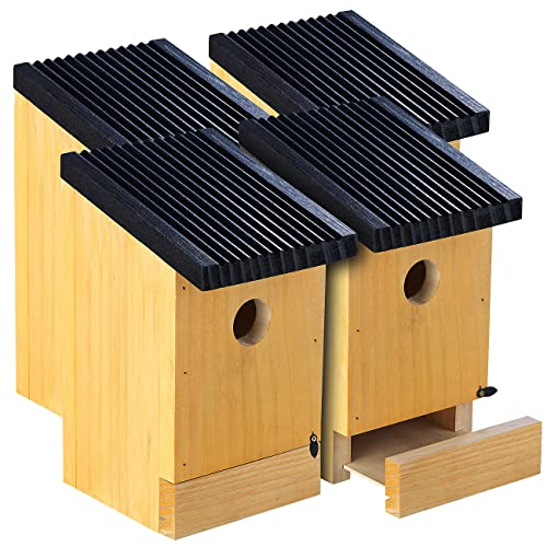 Royal Gardineer Holznistkasten: 4er-Set Tannenholz-Nistkästen für Wildvögel, 22x14x12 cm, vormontiert (Nistkasten zum Aufhängen, Nistkasten aus Naturholz, Vogel) von Royal Gardineer