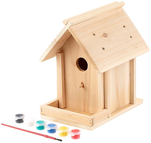 Royal Gardineer Vogelhaus Bausatz: Nistkasten-Bausatz aus Echtholz, mit Balkon und 6-teiligem Farben-Set (Vogel Nistkästen, Bausatz Holz, Geschenkideen) von Royal Gardineer