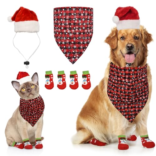 Royal Pets USA Perfekte Weihnachtskleidung, passendes Outfit für Hunde und Katzen, einschließlich Hüte, Bandana und Sets von Anti-Rutsch-Socken für kleine, mittlere, große und große Rassen. (S, von Royal Pets USA
