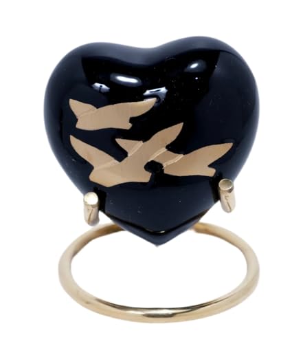 Royal Rapture Love Urn for Ashes Funeral Memorial Cremation Keepsake Heart & Stand (Black.Bird, 3") von Royal Rapture