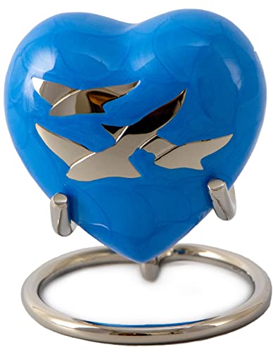 Royal Rapture Love Urn for Ashes Funeral Memorial Cremation Keepsake Heart & Stand (Blue.Bird, 3") von Royal Rapture