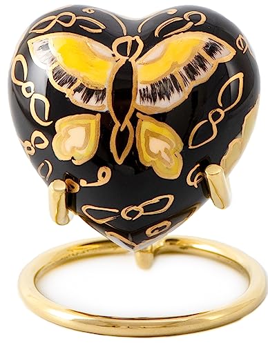 Royal Rapture Urn for Ashes Funeral Memorial Cremation Keepsake Love Urns Decorative Brass Heart with Stand (Butterrfly Brown-Gold, 3") RHM03-19 von Royal Rapture