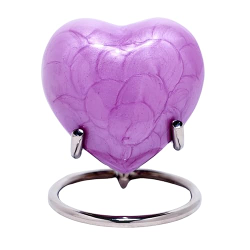 Royal Rapture Urn for Ashes Funeral Memorial Cremation Keepsake Love Urns Decorative Brass Heart with Stand (Purple Plain, 3") RHM03-04 von Royal Rapture
