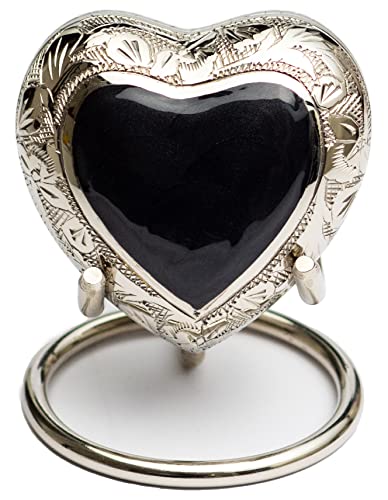 Royal Rapture Love Urn for Ashes Funeral Memorial Cremation Keepsake Heart & Stand (Silver.Black, 3") von Royal Rapture