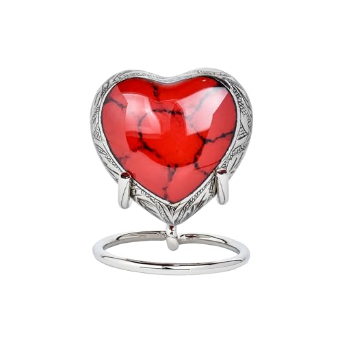 Royal Rapture Love Urn for Ashes Funeral Memorial Cremation Keepsake Heart & Stand (Silver.Red, 3") von Royal Rapture
