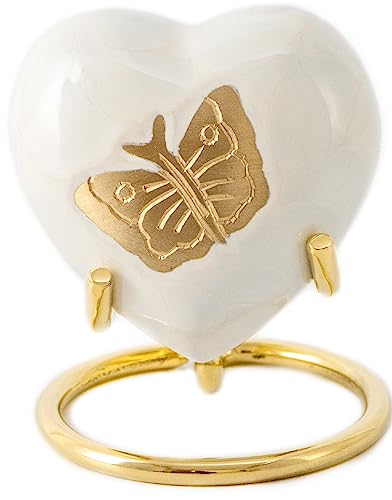 Royal Rapture Love Urn for Ashes Funeral Memorial Cremation Keepsake Heart & Stand (White.Butterfly, 3") von Royal Rapture