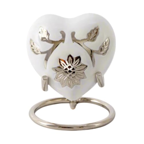 Royal Rapture Love Urn for Ashes Funeral Memorial Cremation Keepsake Heart & Stand (White.Flower, 3") von Royal Rapture