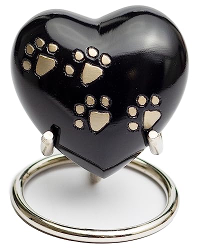 Royal Rapture Urn for Ashes Paw Heart Funeral Cremation Memorial Keepsake Pet Dog Cat | with Stand (Black 3") RHP01-02 von Royal Rapture