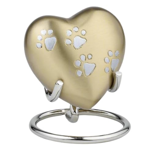 Royal Rapture Urn for Ashes Paw Heart Funeral Cremation Memorial Keepsake Pet Dog Cat |with Stand (Gold 3") RHP01-05 von Royal Rapture