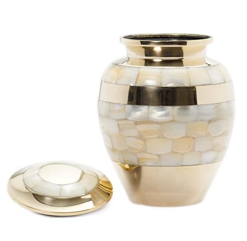 Royal Rapture Urn for Ashes Cremation Memorial Funeral Love Urns|Brass|Mother of Pearl Adult Child Human(Golden, 5") RMPR01-03 von Royal Rapture