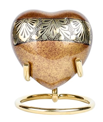 Royal Rapture Urn for Ashes Funeral Memorial Cremation Keepsake Love Urns Decorative Brass Heart with Stand (Brown Gold, 3") RHM03-11 von Royal Rapture