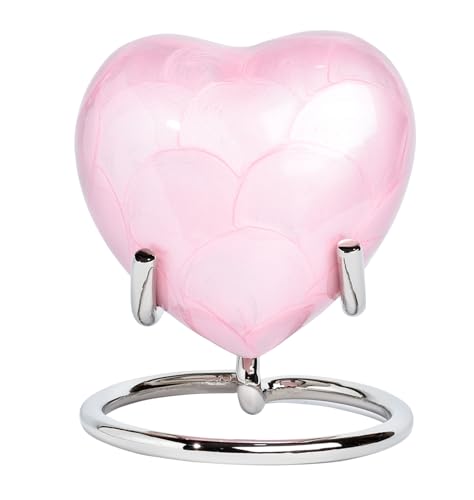 Royal Rapture Urn for Ashes Funeral Memorial Cremation Keepsake Love Urns Decorative Brass Heart with Stand (Pink Plain, 3") RHM03-23 von Royal Rapture