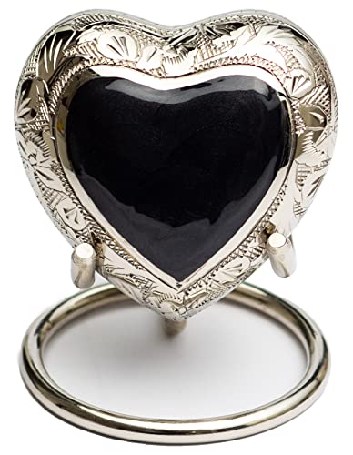 Royal Rapture Urn for Ashes Funeral Memorial Cremation Keepsake Love Urns Decorative Brass Heart with Stand (Silver Black, 3") RHM03-05 von Royal Rapture