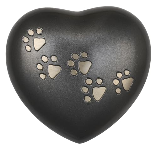 Royal Rapture Urn for Ashes Paw Heart Funeral Cremation Memorial Keepsake Pet Dog Cat |Without Stand (Black 5") RHP03-02 von Royal Rapture
