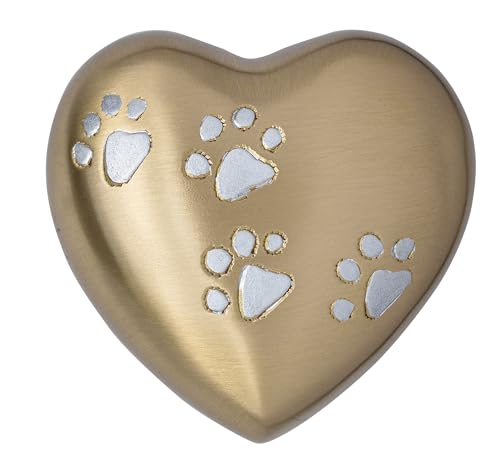 Royal Rapture Urn for Ashes Paw Heart Funeral Cremation Memorial Keepsake Pet Dog Cat |Without Stand (Gold 5") RHP03-05 von Royal Rapture