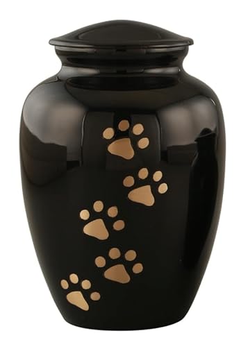 Royal Rapture Urn for Ashes Jar Paw Engraved Dog Cat Funeral Cremation Memorial Love Urns Decorative(Black 8") RJM06-12 von Royal Rapture
