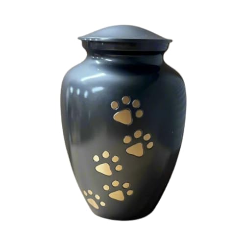 Royal Rapture Urn for Ashes Jar Paw Engraved Dog Cat Funeral Cremation Love Urns Decorative(Grey 4") RJM06-01 von Royal Rapture