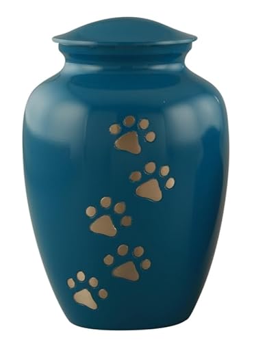 Royal Rapture Urne für Asche, mit Pfotengravur für Hunde und Katzen, für Beerdigungen, Einäscherungen, Liebesurne (blau, 20,3 cm groß) von Royal Rapture