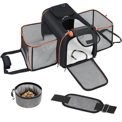 Katzentragetasche, kleine Tragetasche, Haustier-Tragetasche, weiche Seite, Haustier-Reise, erweiterbar, faltbar, Hundetragetasche mit weichem und großem Pad, Schwarz Katzentragetasche, kleine Tragetasche, Haustier-Tragetasche, weiche Seite, Haustier-Reise, erweiterbar, faltbar, Hundetragetasche mit weichem und großem Pad, Schwarz von Roypet