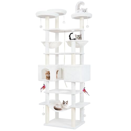 ROYPET Großer Kratzbaum mit großer Hängematte, zwei Katzenhütten, drei obere Plattform, 182 cm, Beige ROYPET Großer Kratzbaum mit großer Hängematte, zwei Katzenhütten, drei obere Plattform, 182 cm, Beige von Roypet