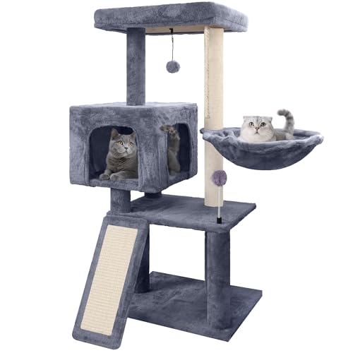Roypet Mehrstöckiger Kratzbaum Kletterturm mit Kratzstämmen, Kitten Activity Center mit Höhle und Korb, Grau Roypet Mehrstöckiger Kratzbaum Kletterturm mit Kratzstämmen, Kitten Activity Center mit Höhle und Korb, Grau von Roypet