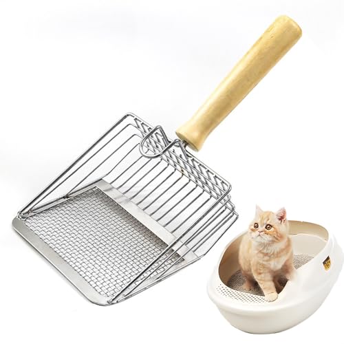 Roysmart Katzenstreuschaufel, Katzenstreu Schaufel mit Holzgriff, Katzenklo Schaufel Metall, Cat Litter Scoop, Katzenkotschaufel für Kätzchen Katzentoilette Roysmart Katzenstreuschaufel, Katzenstreu Schaufel mit Holzgriff, Katzenklo Schaufel Metall, Cat Litter Scoop, Katzenkotschaufel für Kätzchen Katzentoilette von Roysmart